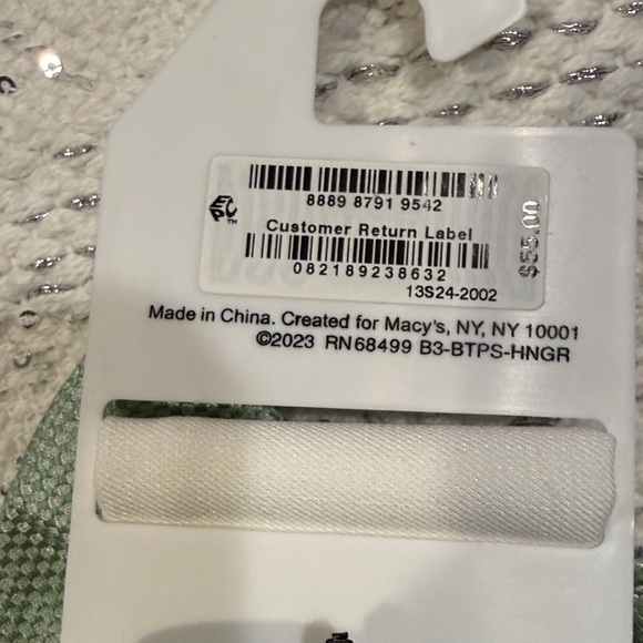 Bar III Sage Green Bow Tie and White Pocket Square Set - Picture 2 of 5